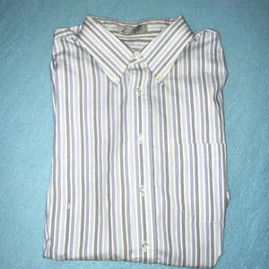 STAFFORD Executive wrinkle free striped button up chest pocket neck size 17